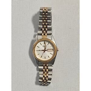Vtg Seiko Watch Women Gold Silver Two Tone Day Date 7N83-0041 Untested